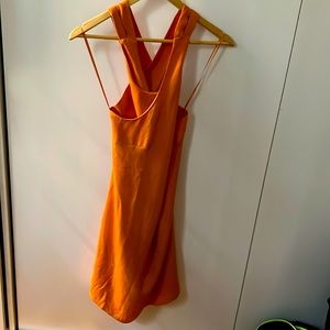 Mango summer halter neck cross cross back orange dress
